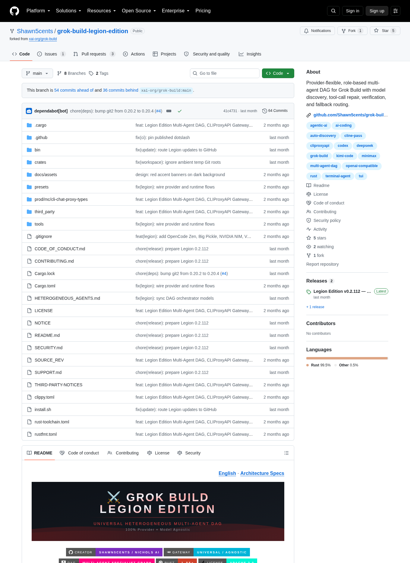 Grok Build Legion Edition GitHub README